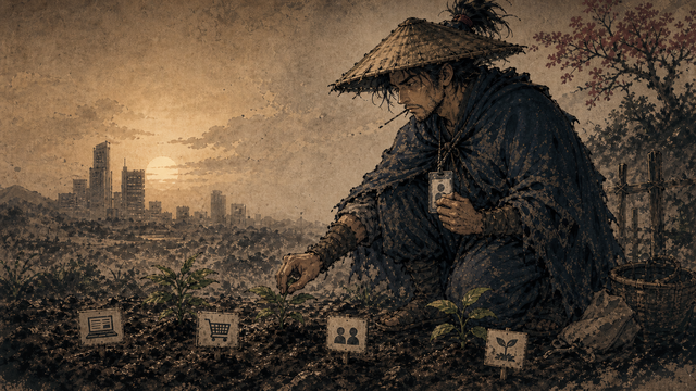 副業・別収益を会社員として育てる浪士のイラスト