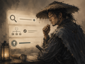 Search Consoleとサイトマップ設定の確認画面を前に首をひねる浪士