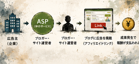 ASP比較で理解したいASPの仕組みを図解したイメージ
